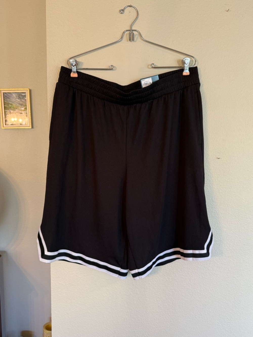 tek gear Black Athletic Basketball Shorts with White Trim